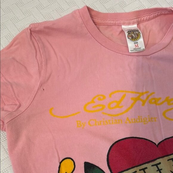 Vintage Don Ed Hardy by Christian Audigier T-Shirt MED/PINK/Y2K - Picture 2 of 3